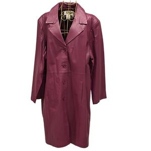NWOT Chadwick's Plus Raspberry Purple Leather Car Coat (2XL)